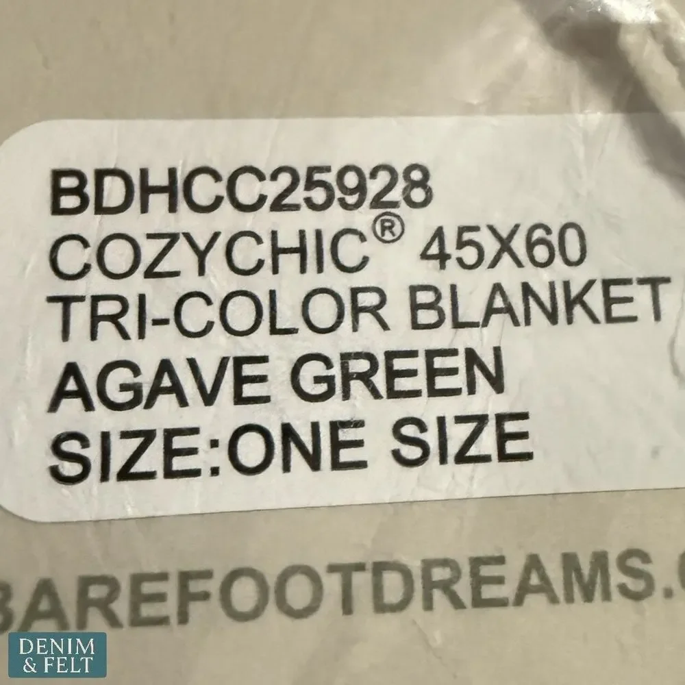 NEW Barefoot Dreams CozyChic Tri-Color Throw Blanket 45x60 Agave Green Luxe Gift